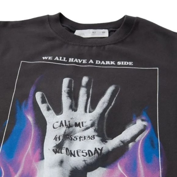 ZARA Kids | Anthracite Gray | WEDNESDAY THING © T-SHIRT - Picture 3 of 5